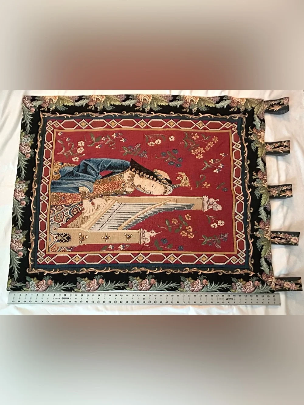 Dame A La Licorn Lady & Unicorn Hearing Organ‎ Renaissance Tapestry Wall Hanging